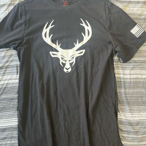 Black Bucked Up Graphic T-Shirt with Deer Design